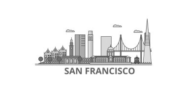 United States, San Francisco City city isolated skyline vector illustration, travel landmark