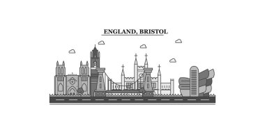 United Kingdom, Bristol city isolated skyline vector illustration, travel landmark