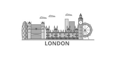 United Kingdom, London City city isolated skyline vector illustration, travel landmark