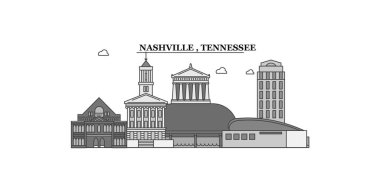 United States, Nashville city isolated skyline vector illustration, travel landmark