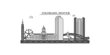 United States, Denver city isolated skyline vector illustration, travel landmark