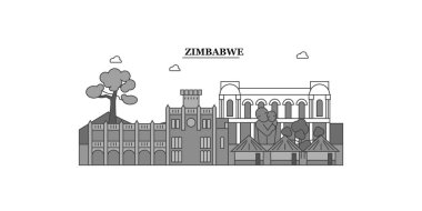 Zimbabwe city isolated skyline vector illustration, travel landmark