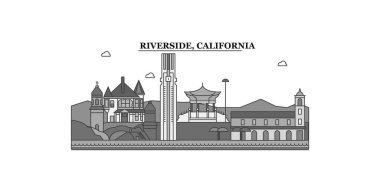 United States, Riverside city isolated skyline vector illustration, travel landmark