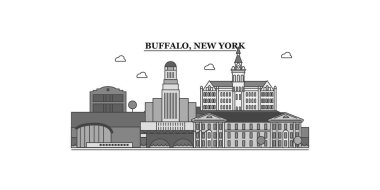 United States, New York Buffalo city isolated skyline vector illustration, travel landmark