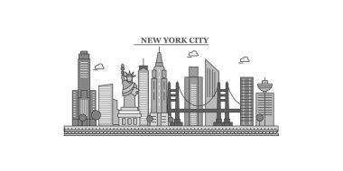 United States, New York City city isolated skyline vector illustration, travel landmark