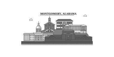 United States, Montgomery city isolated skyline vector illustration, travel landmark