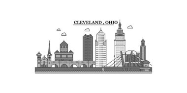 United States, Cleveland city isolated skyline vector illustration, travel landmark