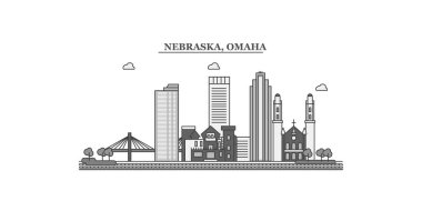 United States, Omaha city isolated skyline vector illustration, travel landmark