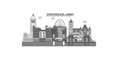 United States, Cincinnati city isolated skyline vector illustration, travel landmark