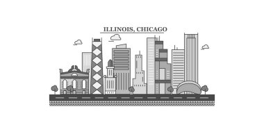 United States, Chicago city isolated skyline vector illustration, travel landmark