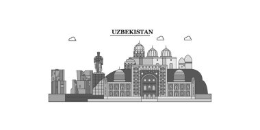 Uzbekistan city isolated skyline vector illustration, travel landmark
