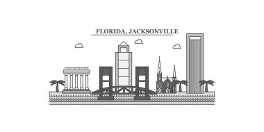 United States, Jacksonville city isolated skyline vector illustration, travel landmark