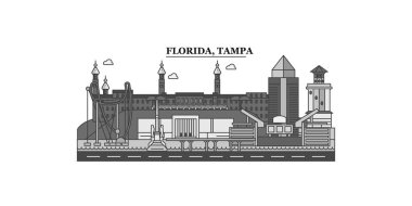 United States, Tampa city isolated skyline vector illustration, travel landmark