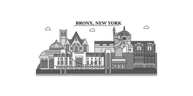 United States, New York Bronx city isolated skyline vector illustration, travel landmark