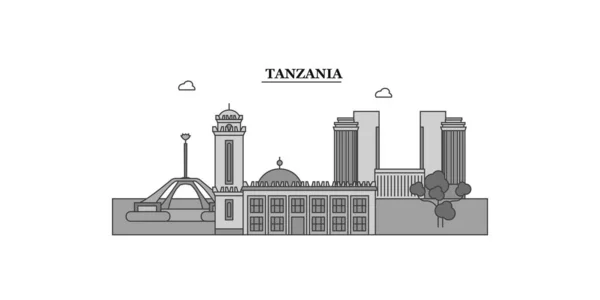 Tanzania City Isolated Skyline Vector Illustration Travel Landmark — Vector de stock
