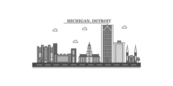United States Detroit City Isolated Skyline Vector Illustration Travel Landmark — Vector de stock