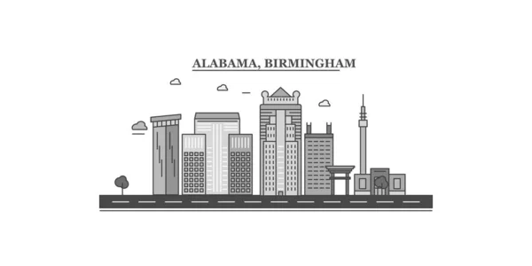 United States Birmingham City Isolated Skyline Vector Illustration Travel Landmark — Vector de stock