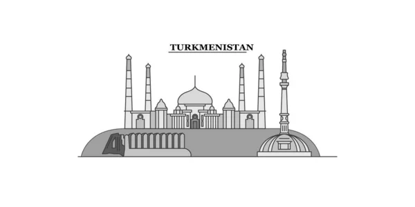 Turkmenistan City Isolated Skyline Vector Illustration Travel Landmark — Image vectorielle
