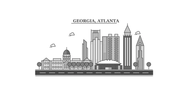 United States Atlanta City Isolated Skyline Vector Illustration Travel Landmark — Archivo Imágenes Vectoriales