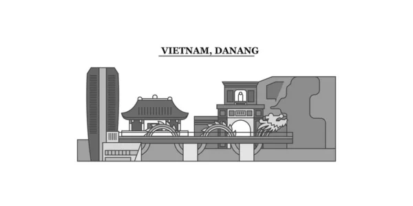 Vietnam Reno Danang City Isolated Skyline Vector Illustration Travel Landmark — Image vectorielle