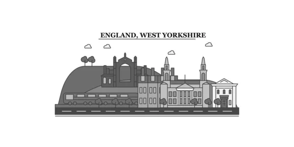 United Kingdom West Yorkshire City Isolated Skyline Vector Illustration Travel — Vector de stock