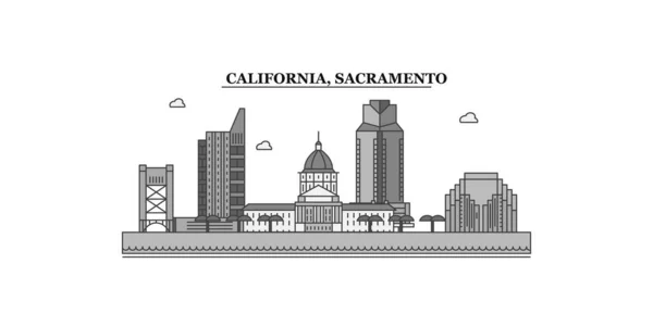 United States Sacramento City Isolated Skyline Vector Illustration Travel Landmark — Vector de stock