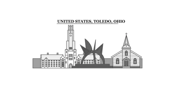United States Toledo City Isolated Skyline Vector Illustration Travel Landmark — Stockový vektor