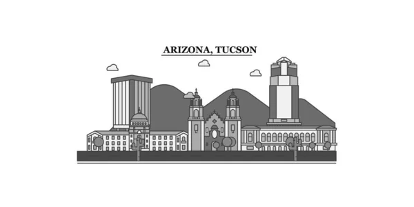 United States Tucson City Isolated Skyline Vector Illustration Travel Landmark — Stockvektor