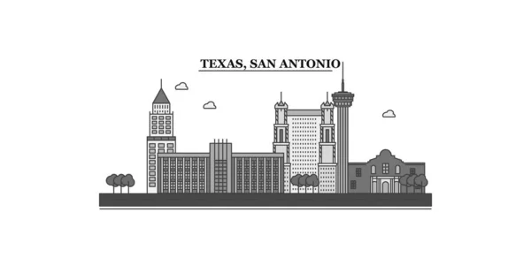 United States San Antonio City Isolated Skyline Vector Illustration Travel — ストックベクタ