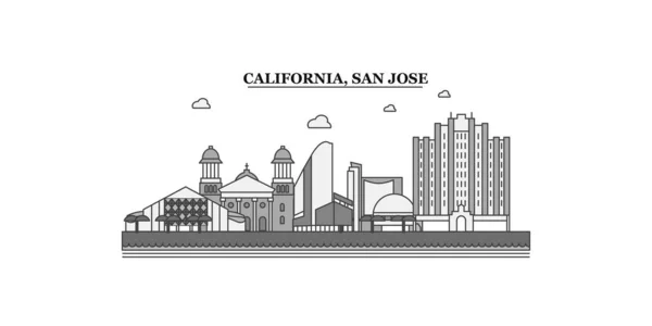 Соединенные Штаты Америки Сан Хосе Изолированные Горизонты Векторные Иллюстрации Путешествия — стоковый вектор
