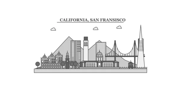 United States San Francisco City Isolated Skyline Vector Illustration Travel — Stockový vektor