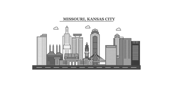 United States Kansas City City Isolated Skyline Vector Illustration Travel — ストックベクタ