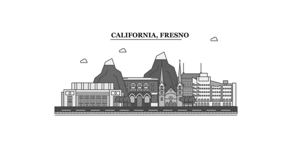 United States Fresno City Isolated Skyline Vector Illustration Travel Landmark — Stockvektor