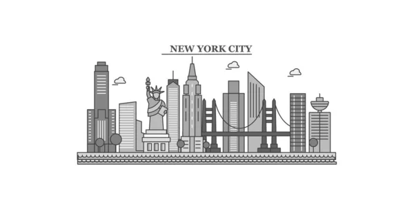 Соединенные Штаты Америки New York City Isolated Skyline Vector Illustration — стоковый вектор