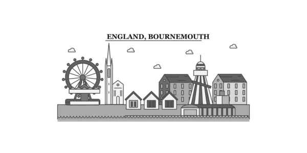 United Kingdom Bournemouth City Isolated Skyline Vector Illustration Travel Landmark — Vector de stock