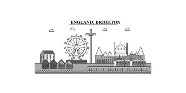 United Kingdom Brighton City Isolated Skyline Vector Illustration Travel Landmark — Vector de stock