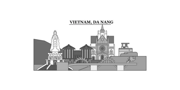 Вьетнам Нанг Город Изолированные Горизонты Векторные Иллюстрации Путешествия Ориентир — стоковый вектор