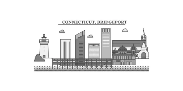 United States Bridgeport City Isolated Skyline Vector Illustration Travel Landmark — Image vectorielle