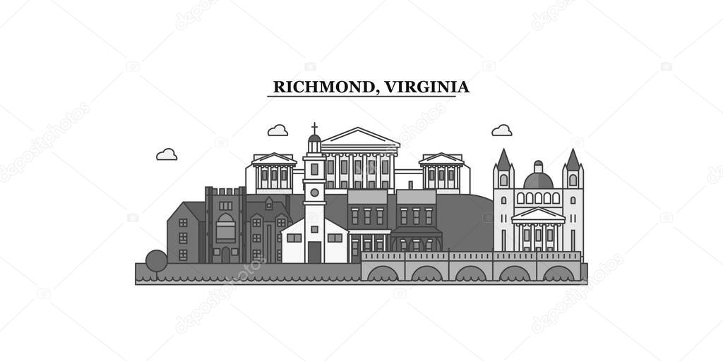 United States, Richmond city isolated skyline vector illustration, travel landmark