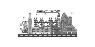 United Kingdom, London city isolated skyline vector illustration, travel landmark