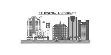 United States, Long Beach city isolated skyline vector illustration, travel landmark