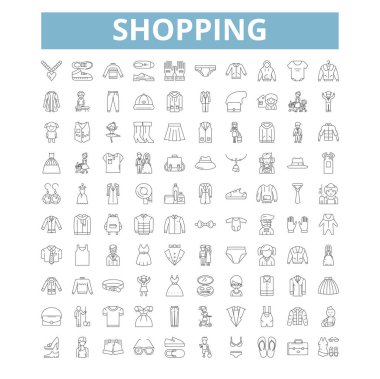Shopping icons, line signs, web symbols set, vector isolated illustration
