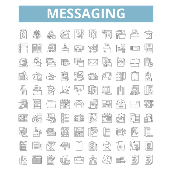 Messaging Concept Icons Line Signs Web Symbols Set Vector Isolated — ストックベクタ