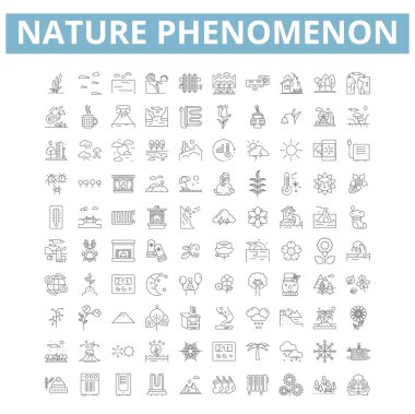 Nature phenomenon icons, line signs, web symbols set, vector isolated illustration