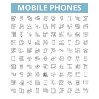 Mobile phones icons, line signs, web symbols set, vector isolated illustration
