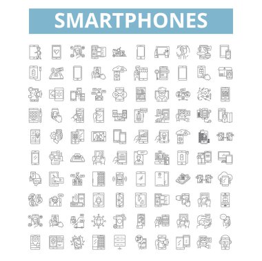 Smartphones icons, line signs, web symbols set, vector isolated illustration