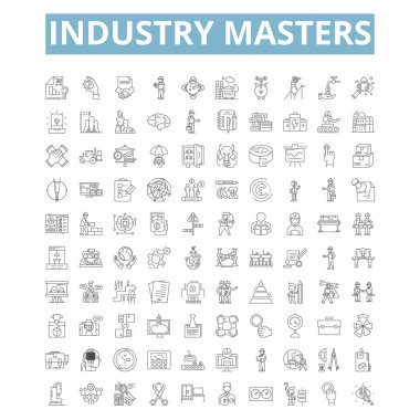 Industry masters icons, line signs, web symbols set, vector isolated illustration