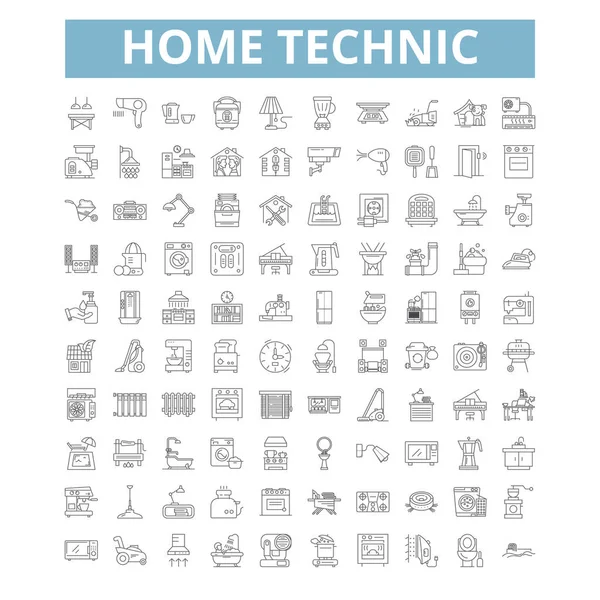 Home Technic Icons Line Signs Web Symbols Set Vector Isolated — Stock vektor