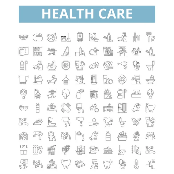 Health Care Icons Line Signs Web Symbols Set Vector Isolated — Image vectorielle