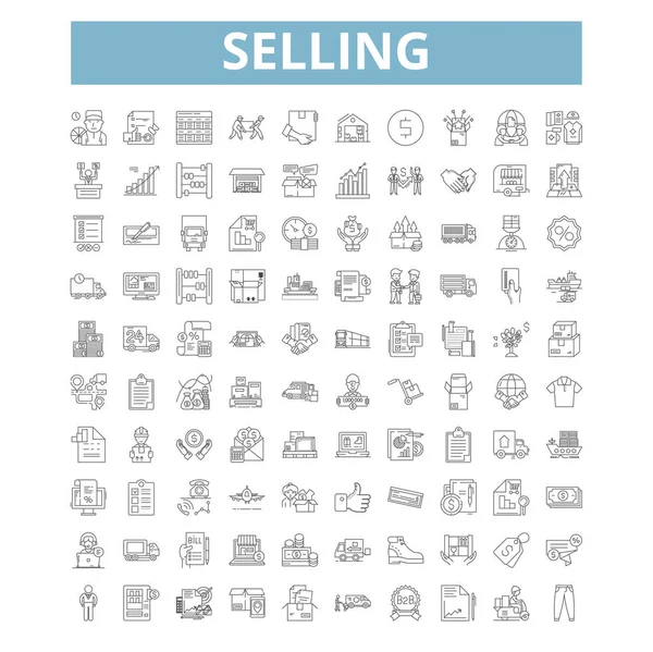 Selling Icons Line Signs Web Symbols Set Vector Isolated Illustration — Stockový vektor